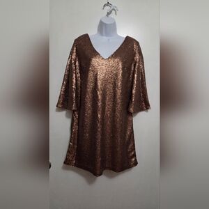 Justfab Gold Sequin Tunic Dress Small NWT